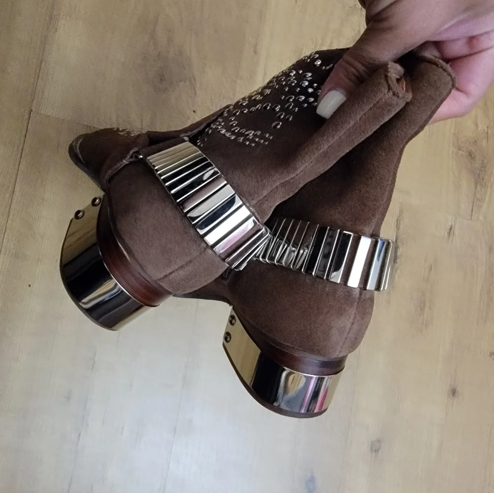 Jeffrey Campbell Suede Presley Studded Cowboy Boots - Picture 9 of 12